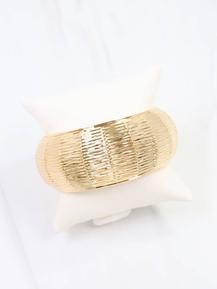 Coney Island Woven Hinged Bracelet Gold for wholesale by Caroline Hill