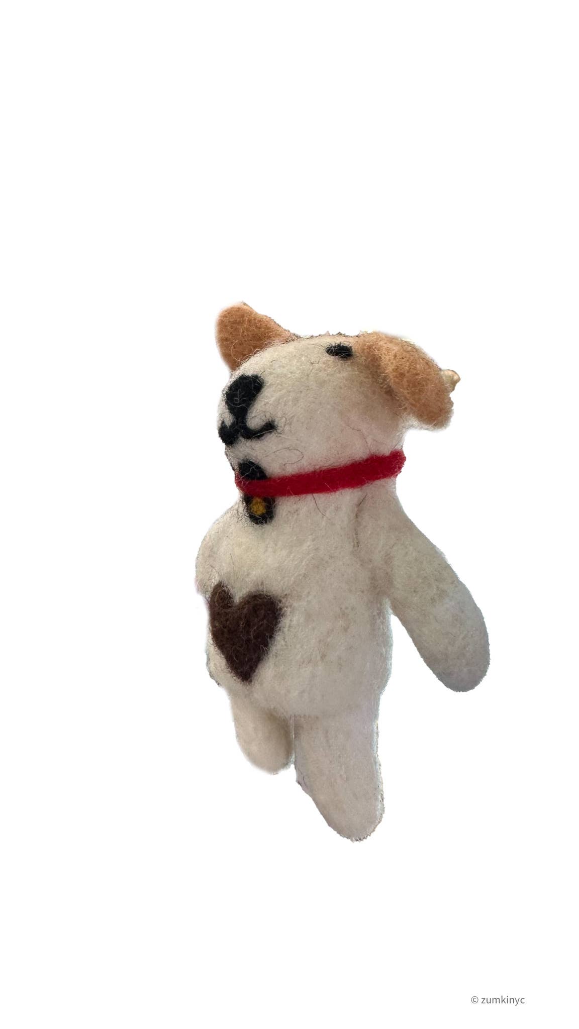 Zumki - Wholesale Finger Puppet - Kids & Baby - Brown Dog with Heart and Bell Wool Felt Finger Puppet1