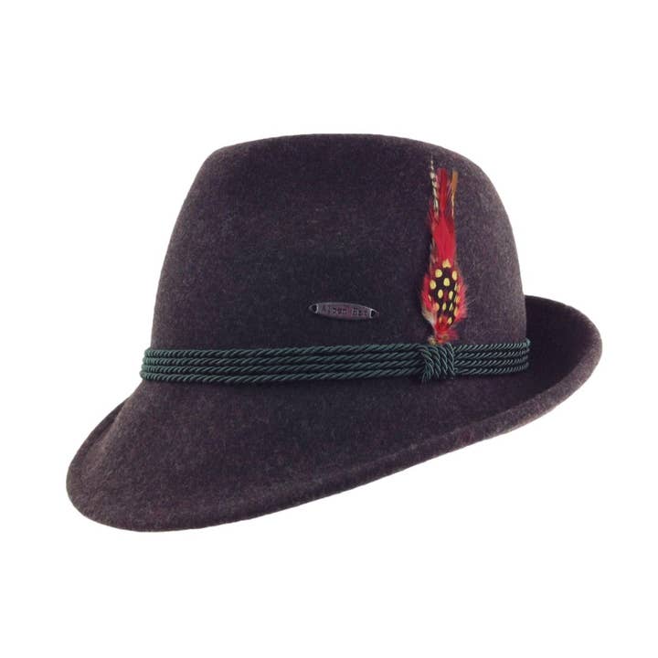 German Alpine Style Brown 100% Wool Oktoberfest Hat for wholesale by European Heritage Gifts