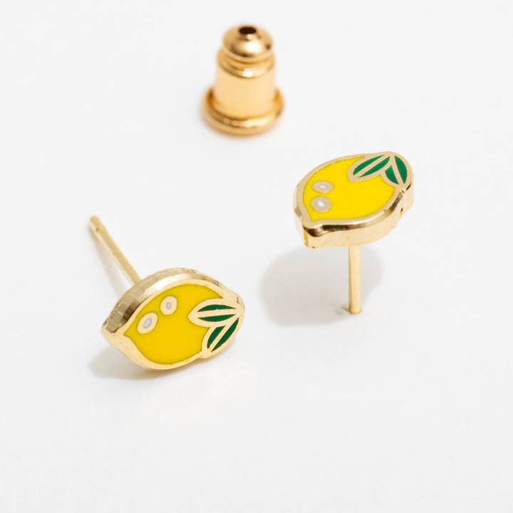 Larissa Loden - Wholesale Stud/Post Earrings - Lemon Enamel Stud Earrings2