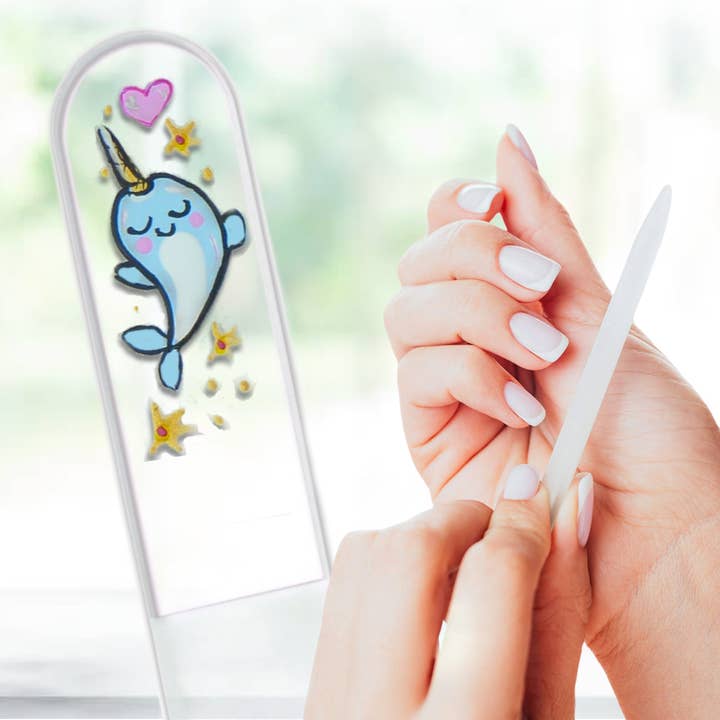 Classy Nail Files – wholesale Nail file – Narwhal Kawaii Unicorn Of Sea Hand Painted Crystal Nail File