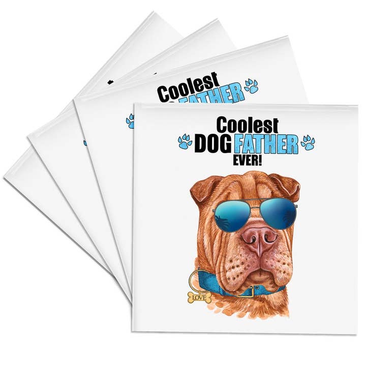 3dRose - Wholesale Coasters - 3dRose, Adorable Shar Pei Dog Looking Cool for Dad on Fathers Day, Coaster