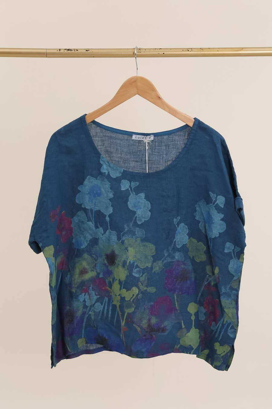 la maison des fibres naturelles – wholesale T-shirt – women's – Round neck printed linen T-shirt 23310 100% LINEN27