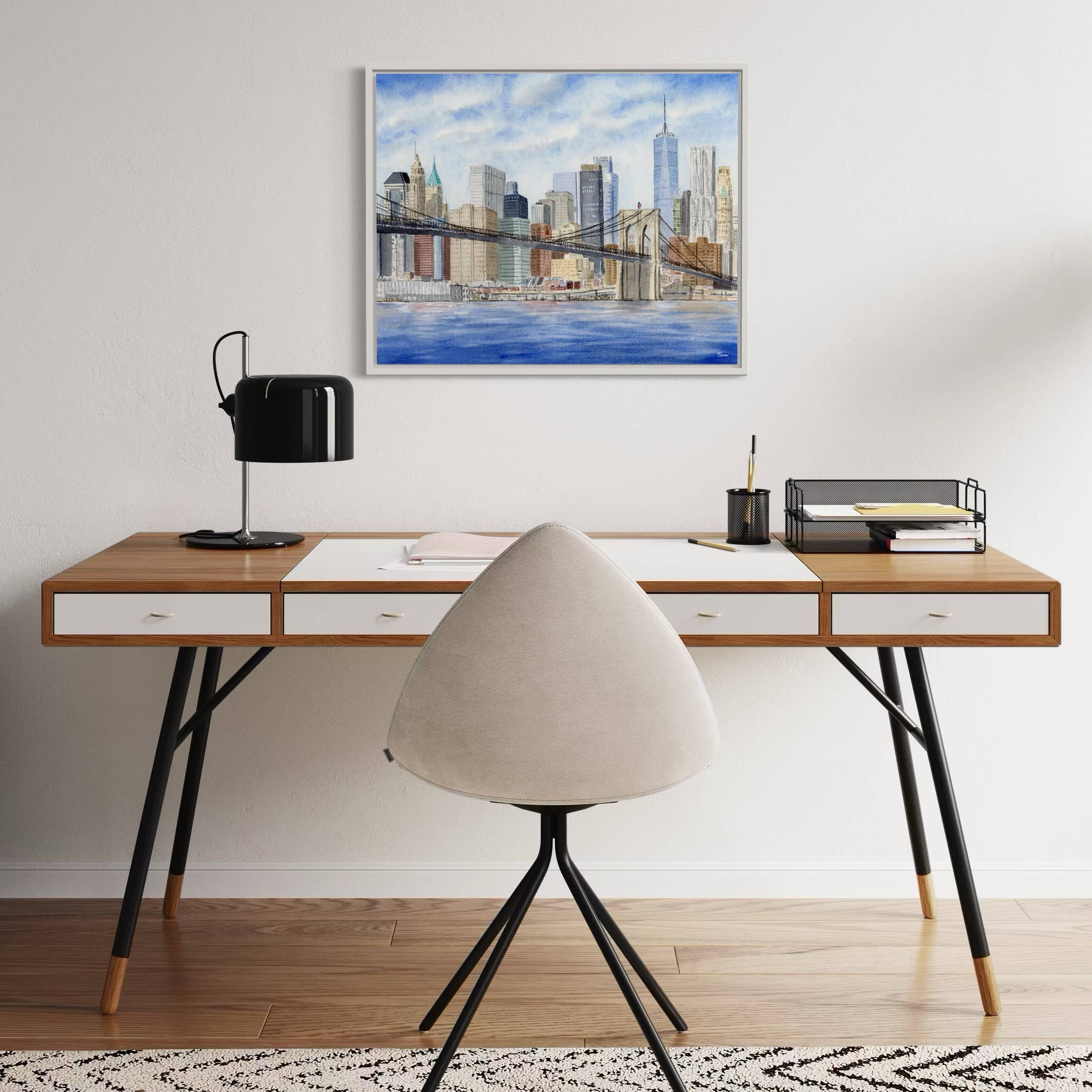 Pintalustika - Joyful Urban Illustrations - Wholesale Art Print - New York City Skyline Art Print - Brooklyn Bridge Painting 7
