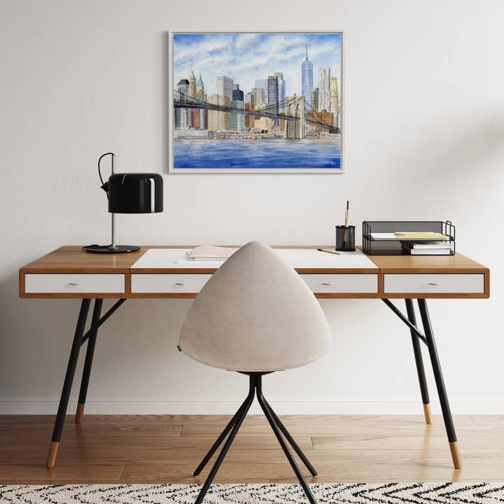 Pintalustika - Joyful Urban Illustrations - Wholesale Art Print - New York City Skyline Art Print - Brooklyn Bridge Painting 7
