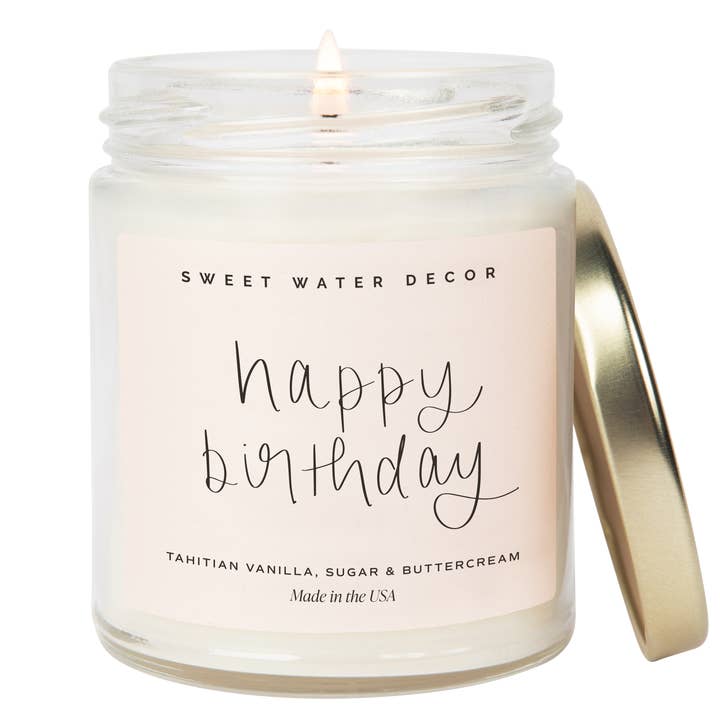 Sweet Water Decor - Wholesale Jar/Filled Candle - Happy Birthday 9 oz Soy Candle - Home Decor & Gifts0