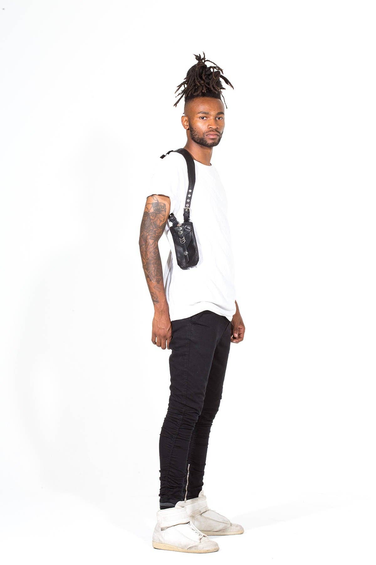 JUNGLE TRIBE – wholesale Phone wallet – men's – CHROME BLACK Leather Biker Holster Bag and Phone Case5