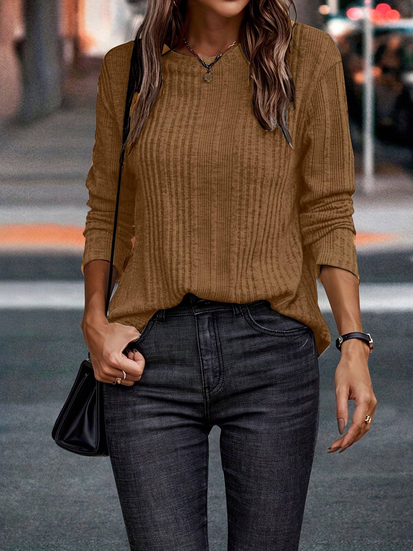 safistyle - Wholesale T-Shirt - Women's - Solid Color Long Sleeve Casual Women’s T-Shirt8