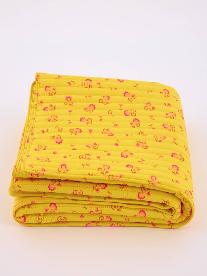 Illska yellow quilted bedspread for wholesale by Petit Pan