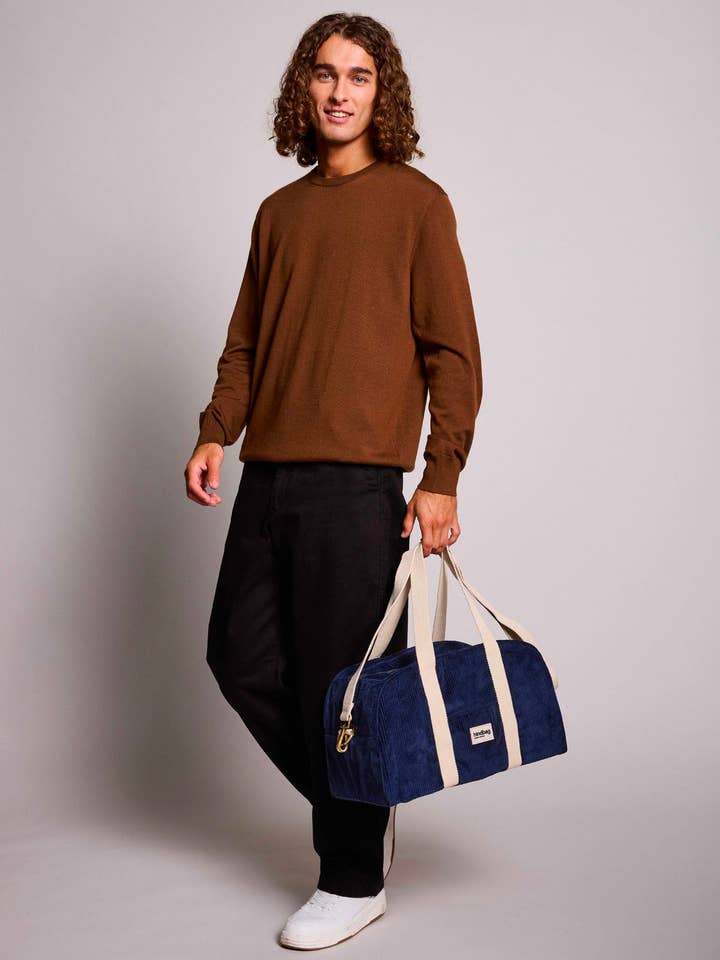 Charlie Velvet Navy Bowling Bag for wholesale by Hindbag