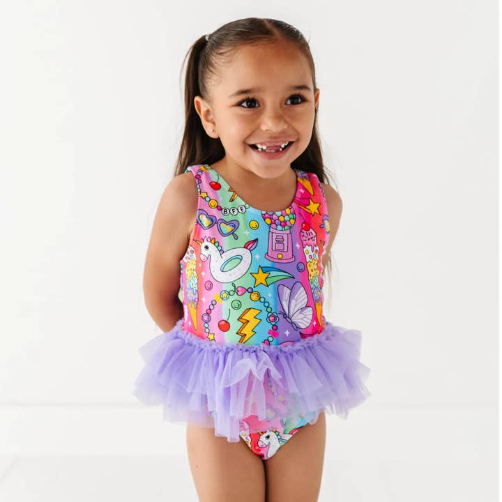 Kiki + Lulu - Wholesale One Piece Swimsuit - Kids - Rocket Lion Girls Swimsuit With Tutu