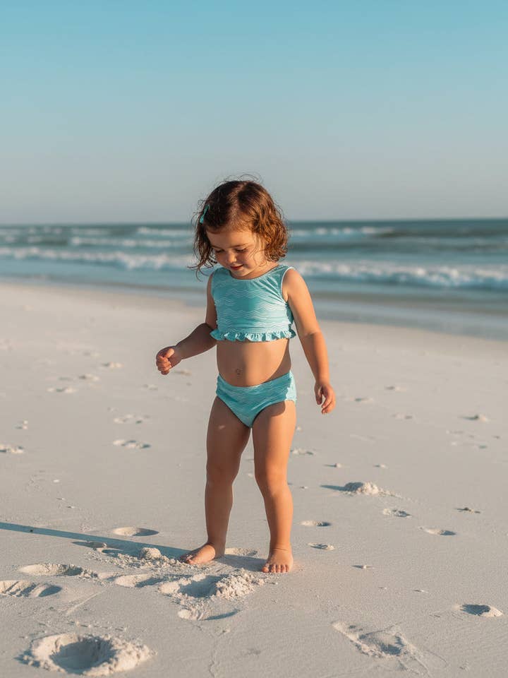 Ensemble dos échancré (vagues aqua) pour la vente par Indie Blue