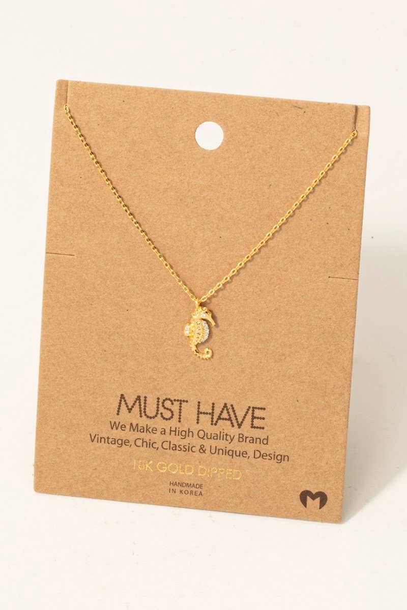 Fame Accessories – Engroshandel Halskæde med vedhæng – Gulddyppet Pave Sea Horse vedhæng halskæde0