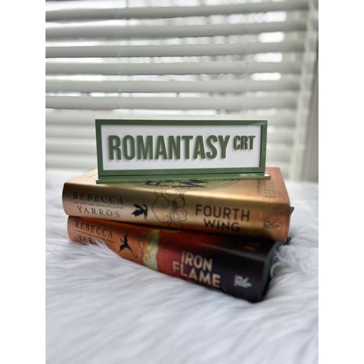 The Bookish Bird Co. - Wholesale Sign - Romantasy Crt Acrylic Shelf Sign w/ Stand