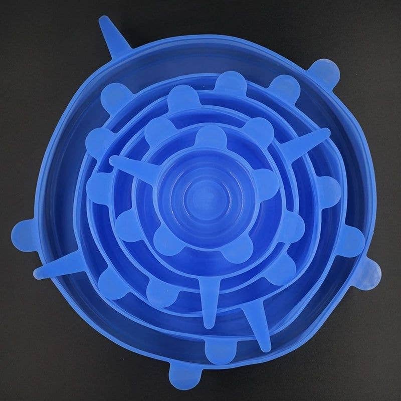 Farben mischen und anpassen Wiederverwendbare elastische Silikondeckel in Lebensmittelqualität, 6 Stück, Mindestbestellmenge 10 Stück für den Großhandel auf Faire14