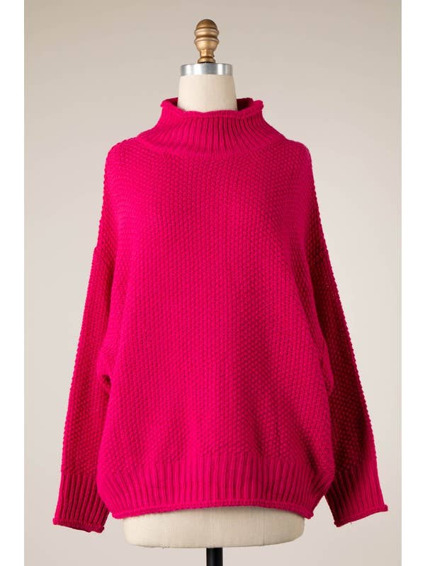 MIRACLE - Wholesale Knit Sweater - Women's - Mock Neck Cable Knit Sweater