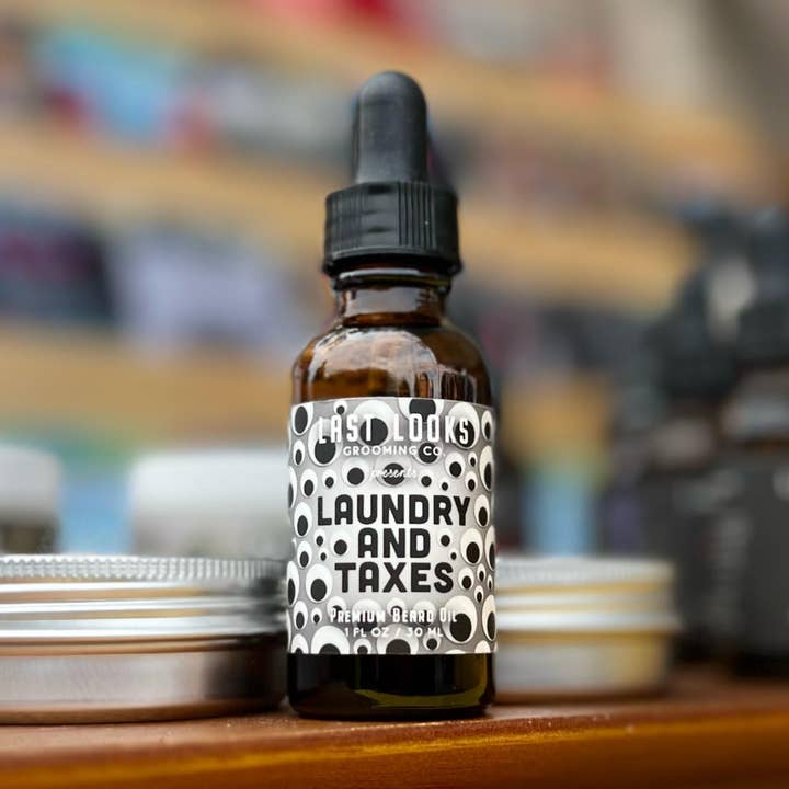 Huile à barbe Laundry And Taxes (inspirée par Everything Everywhere All At Once) pour la vente par Last Looks Grooming