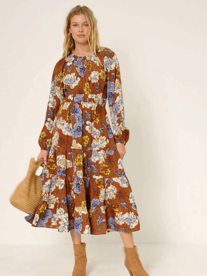 Moca Vestido Romântico Feminino com Mangas Bufantes e Estampa Floral para venda a revendedores na Faire1