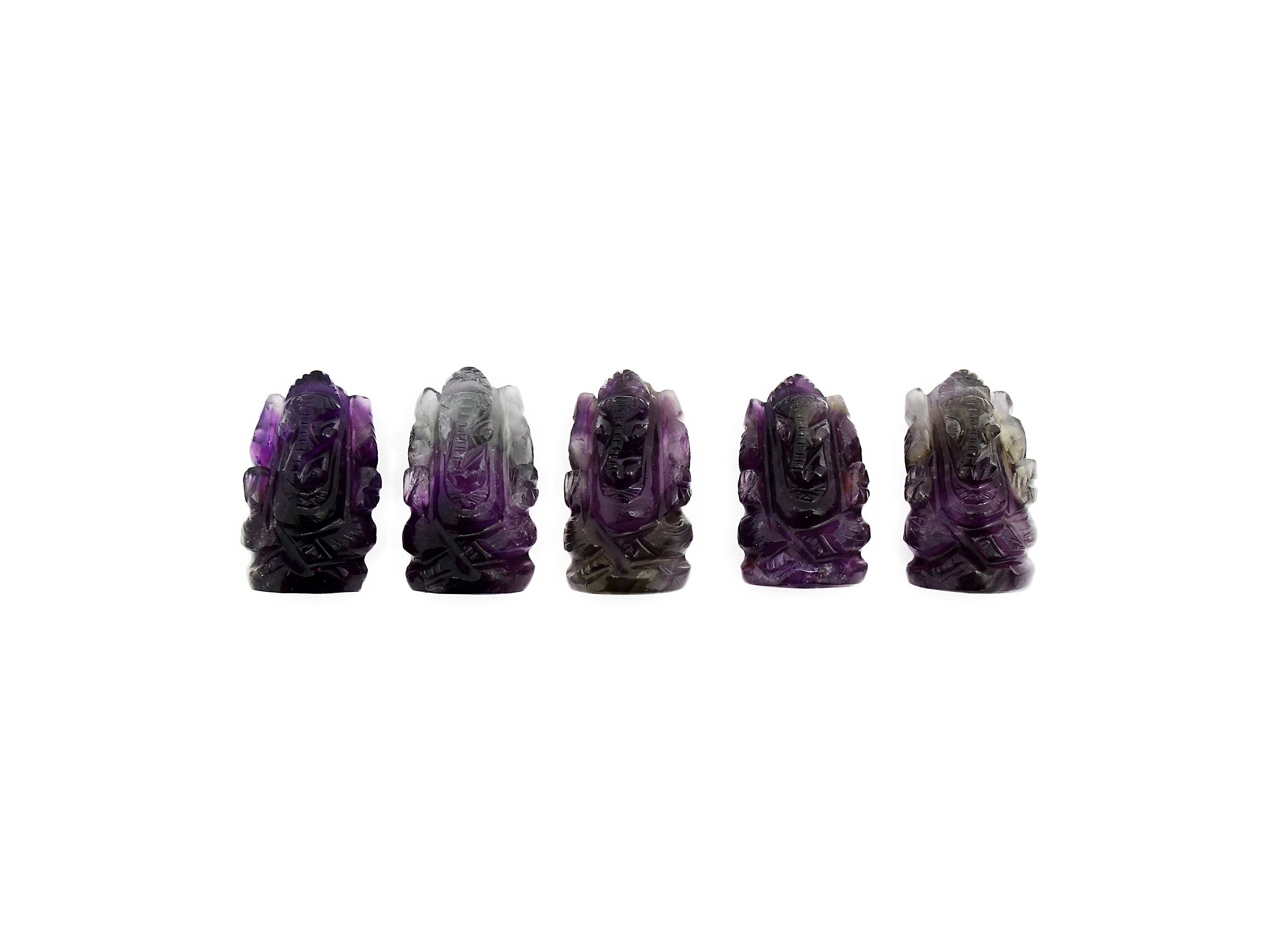 Kaia & Crystals - Wholesale Spiritual Stone/Crystal - Mini Amethyst Ganesha Sculpture (35mm) - Hand Carved Crystal10