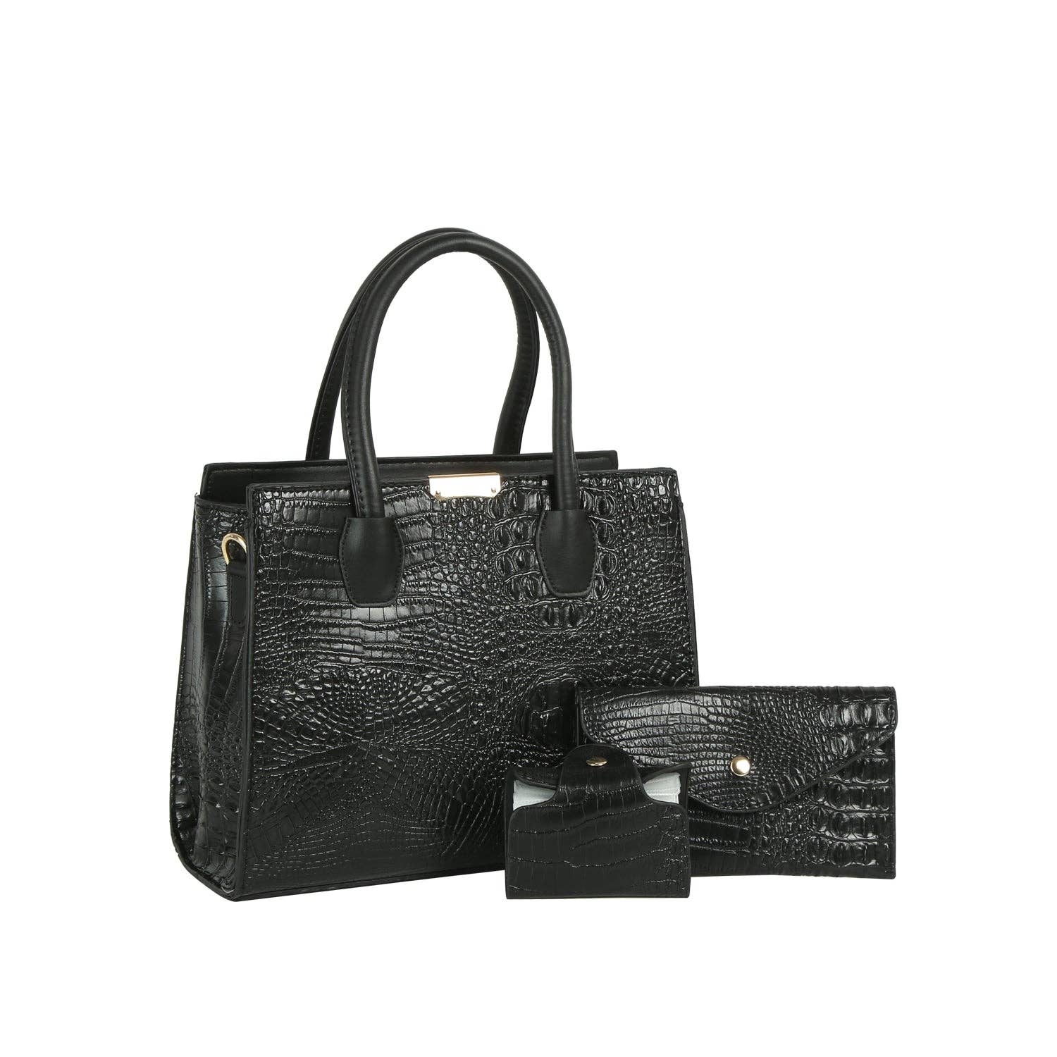 Handbag Factory Corp – wholesale Tote bag – Women's – Crocodile Embossed 3-Piece Tote Set3