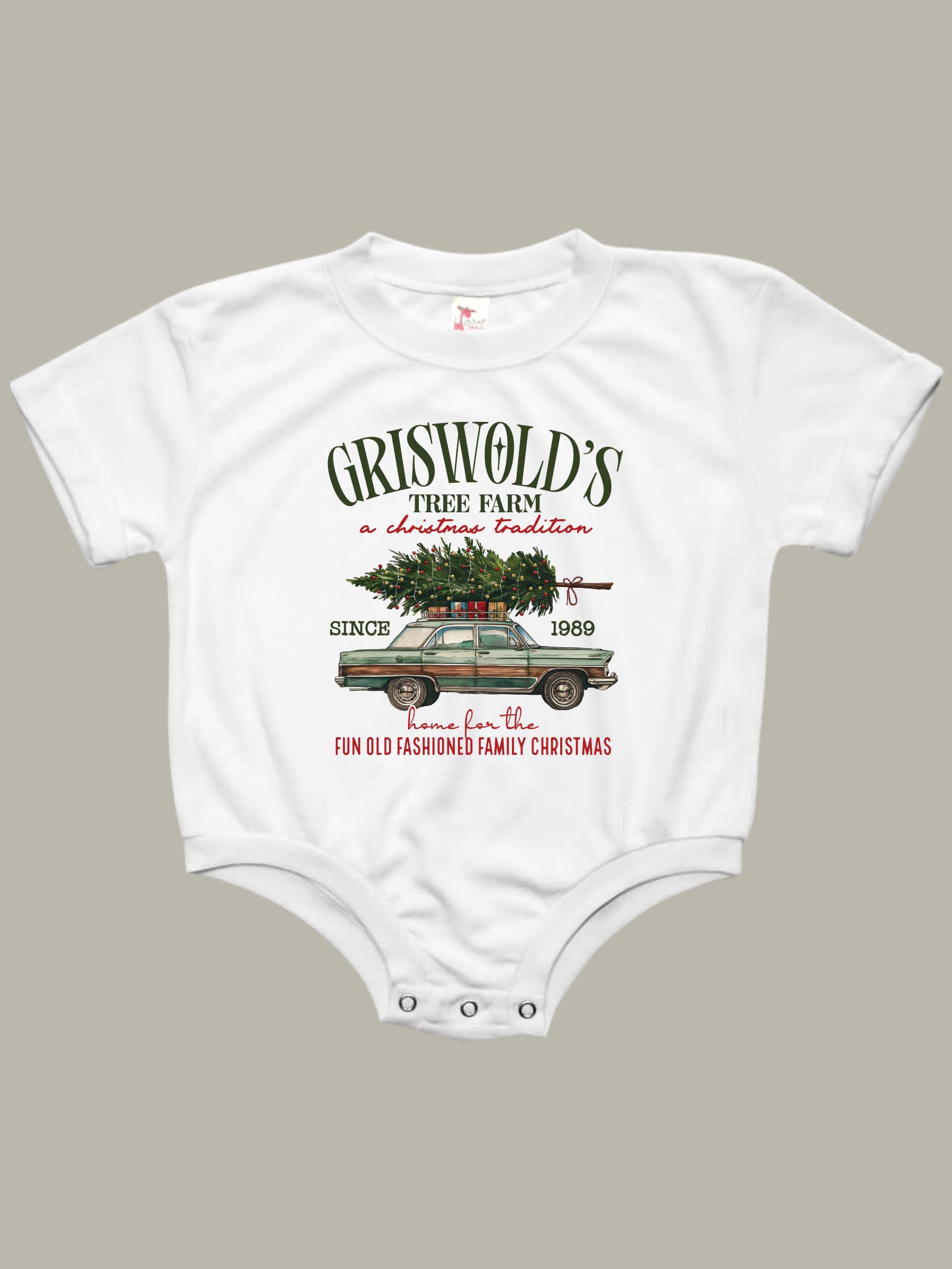 Uncommon Label - Wholesale Bodysuit (Non-Footed) - Baby - Griswold's Tree Farm Christmas Baby Bubble Romper