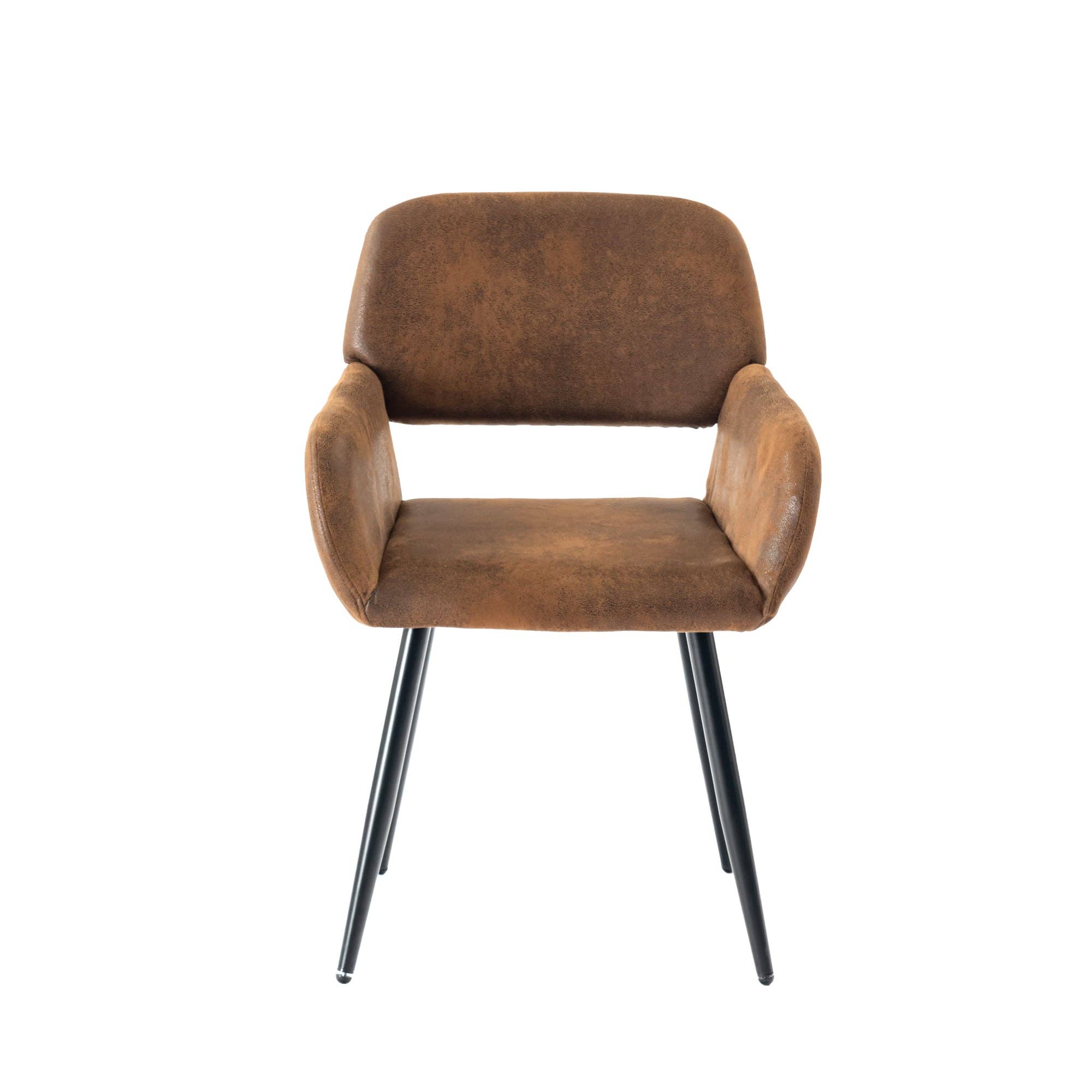 Urban Meuble - Wholesale Chair - Set of 4 industrial style dining chairs in retro brown fabric with black legs MAYFAIR SUEDE BROWN X25