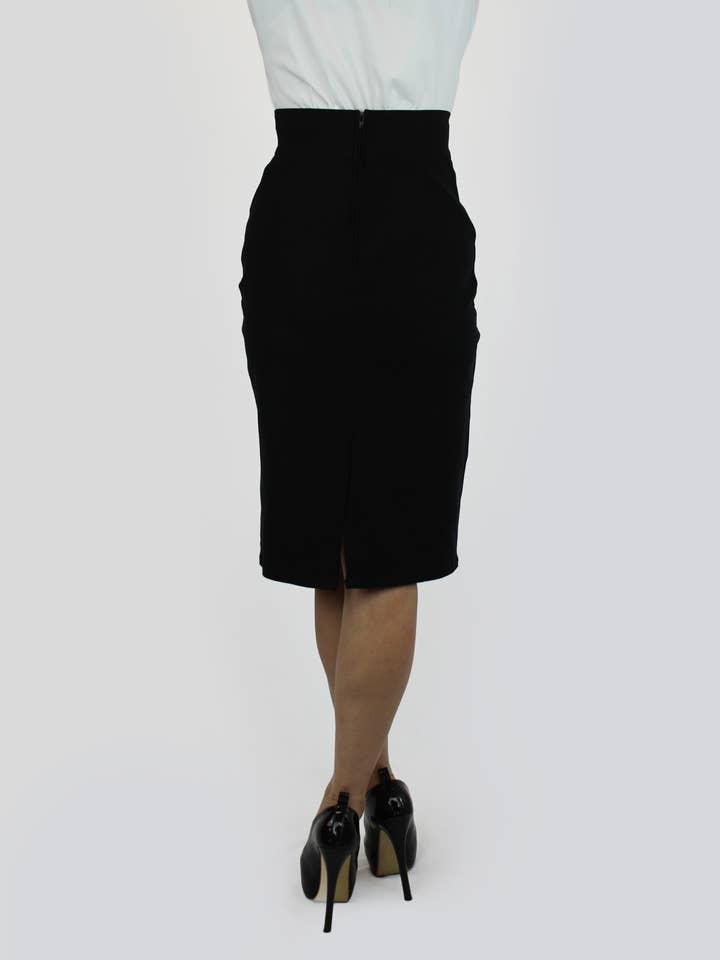 Hemet - Wholesale Skirt - Women's - Spiderweb Embroidered Stretchy Pin Up Black Pencil Skirt