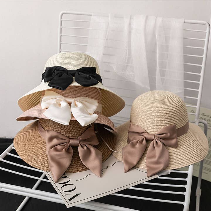 2022 Nouveau ! Chapeau d'été en paille, chapeau de soleil avec nœud en satin, chapeau de plage, chapeau de soleil, chapeau de soleil pour femme. pour la vente par FanakoStudioNYC