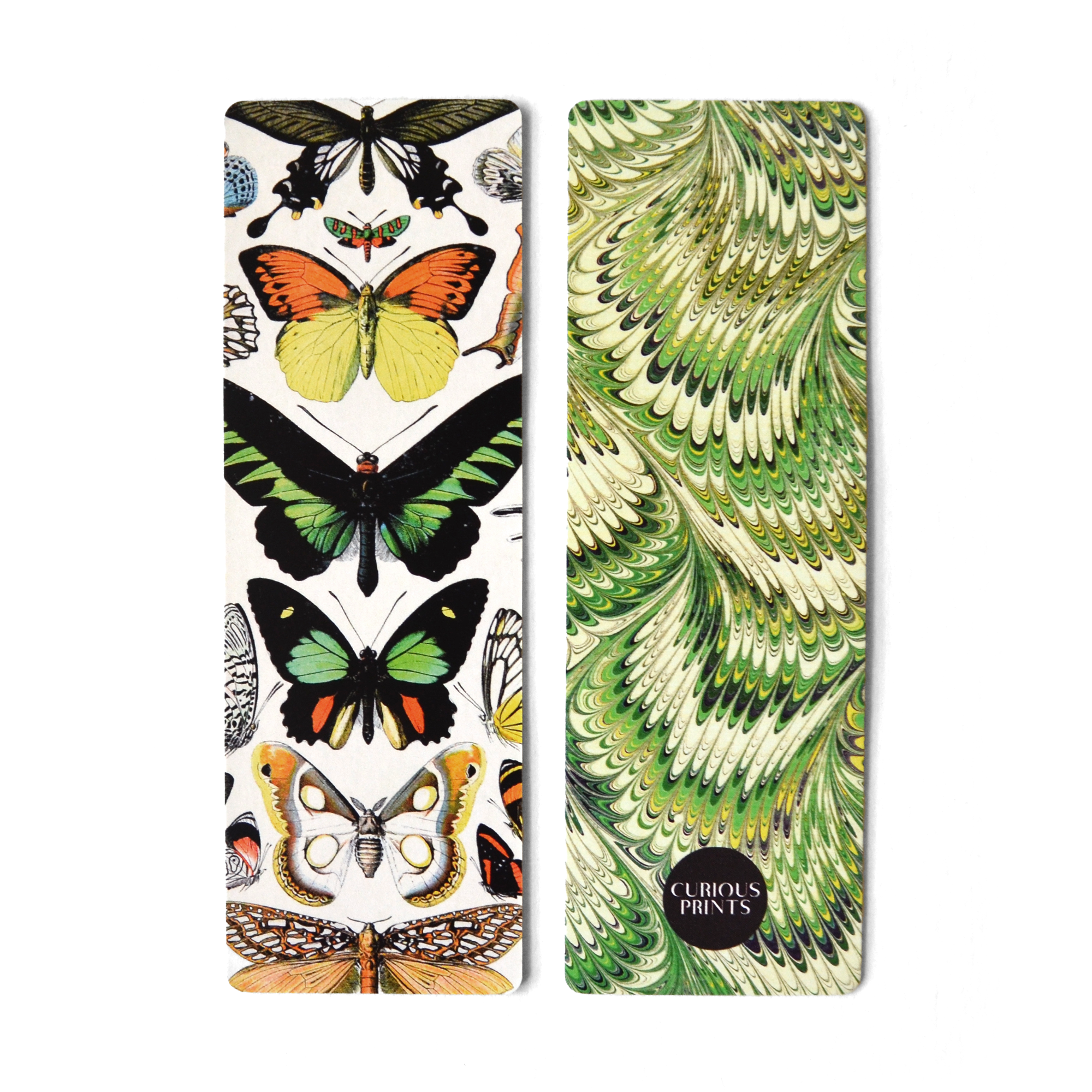 Curious Prints - Wholesale Bookmark - Butterfly Double-Sided Bookmark with Vintage Marbling0