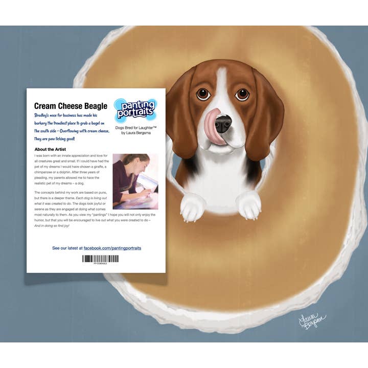 Laura Bergsma Studio – Impressão artística por atacado – Beagle Dog Art Print, Queijo Creme Beagle Co.3