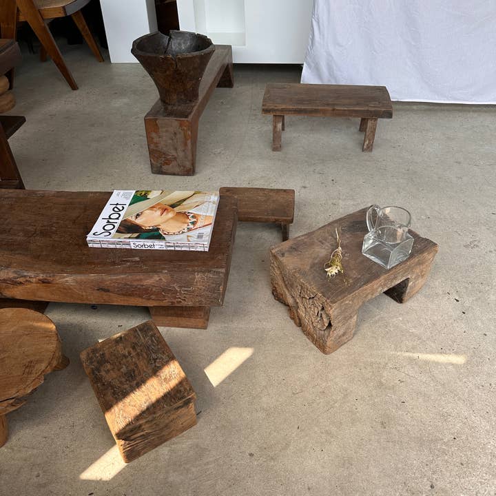 Office Objets - Wholesale Stool - Raw monoxyle organic Asian teak stool81