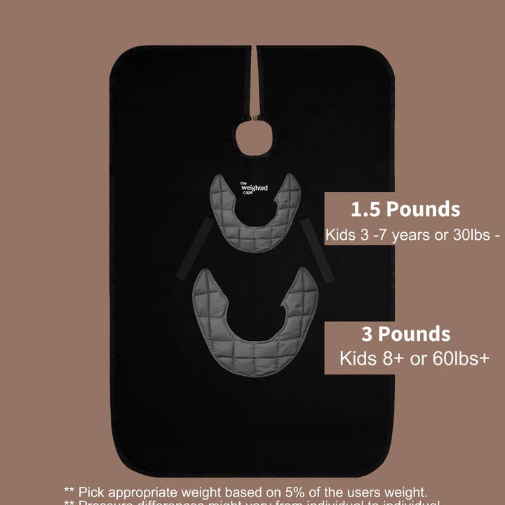 Ensemble de Capes Noires Lestées pour Enfants pour la vente par The Weighted Cape