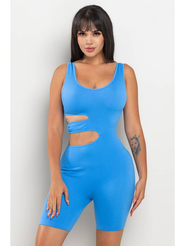 ANWND – Engroshandel Romper - Dame – AT7589-SØMLØS ROMPER MED SLIDSER I TALJEN1