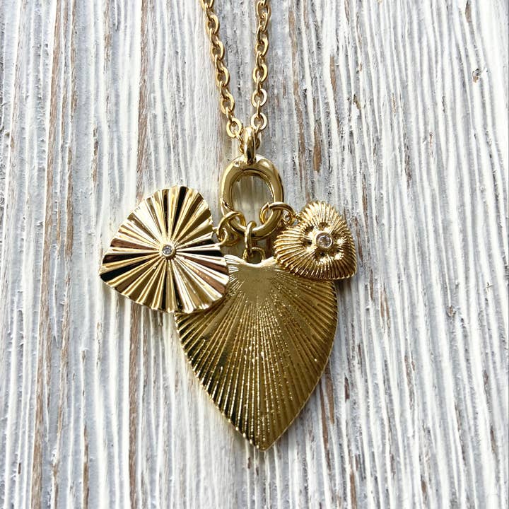 VB&CO Designs Handmade Jewelry - Wholesale Pendant/Charm Necklace - Charm necklace triple heart removable charms