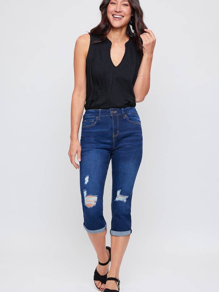 Essential High Rise Cuffed Capri Jeans-WC35041 for wholesale by YMI