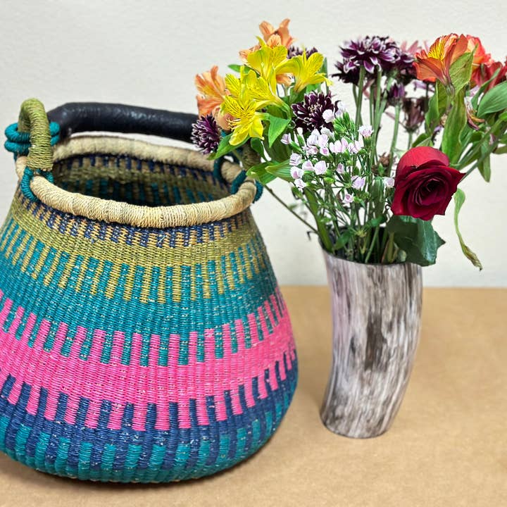 The African Home Goods - Wholesale Basket - Ghana Pot Basket Blue - diameter: 16"-18"; depth: 13"-15"2