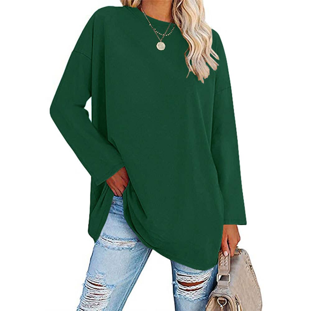 Rosa Clothing - Wholesale T-Shirt - Women's - Loose Round Neck Long Sleeve T-shirt Top2