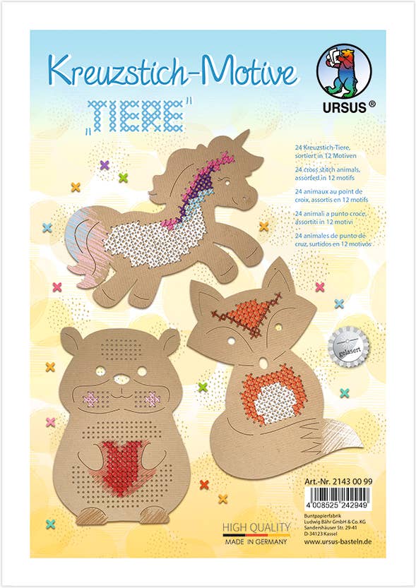 URSUS® / Buntpapierfabrik Ludwig Bähr GmbH & Co. KG - Wholesale DIY Craft Kit - “Animals” cross-stitch designs0