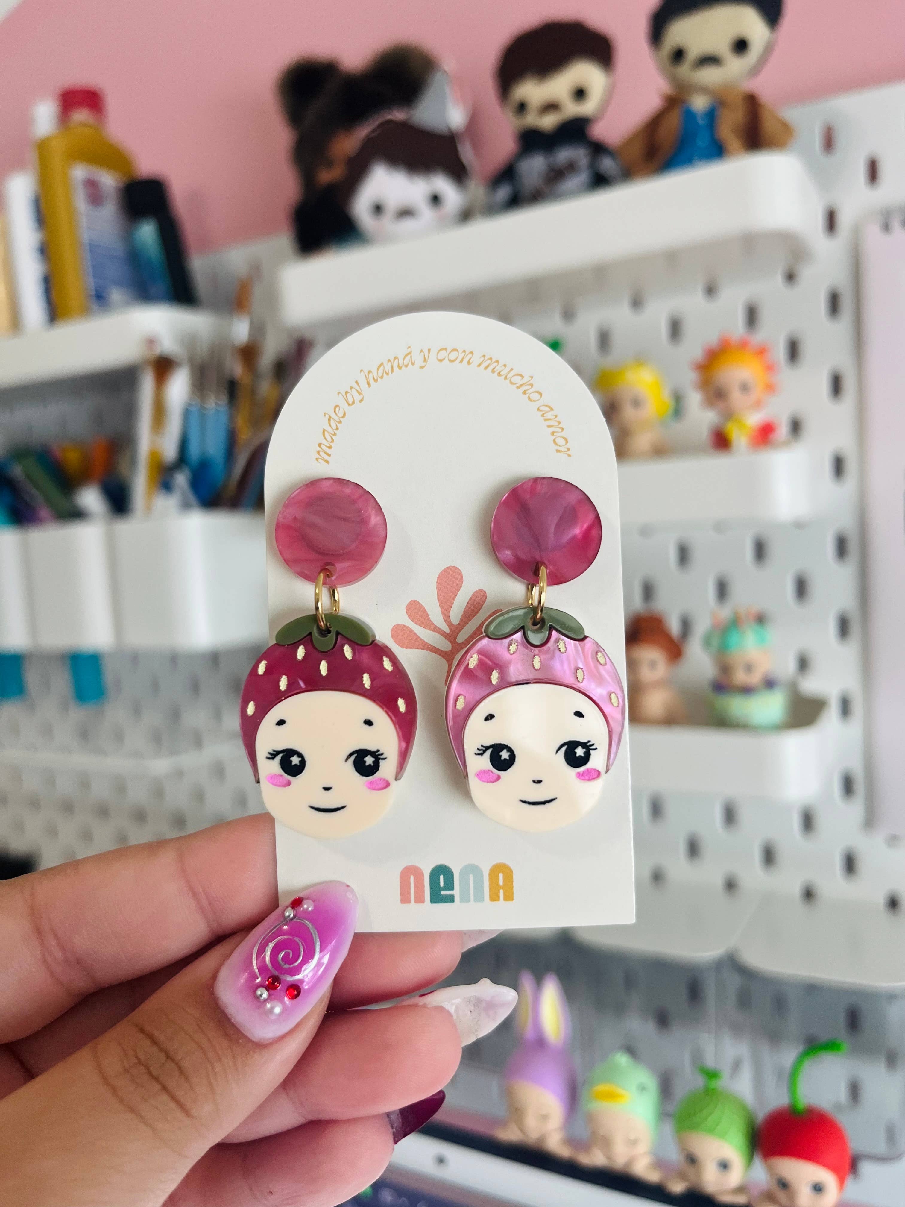 Studio Nena – wholesale Dangle earrings – Strawberry Sonny Angel Earring TrinketÂ