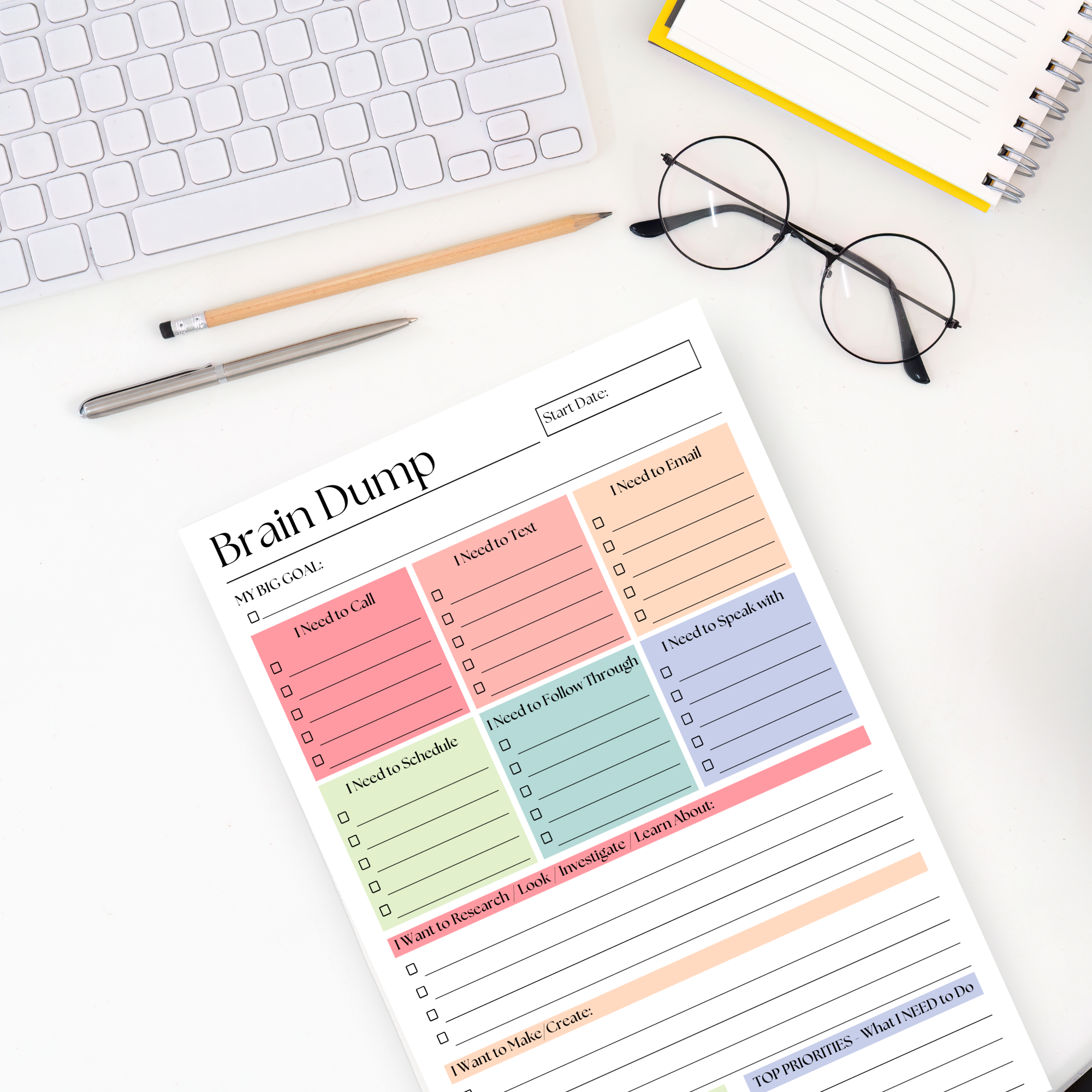 Eleventh and Taylor – wholesale Anteckningsblock – Brain Dump Anteckningsblock: 50-sidig Daglig ADHD-planerare2