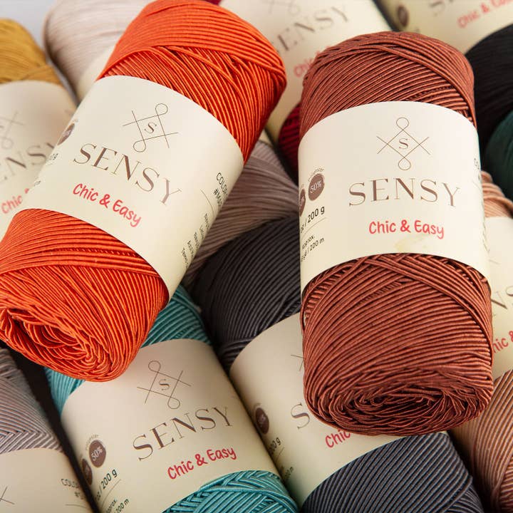Sensy – Großhandel Garn – Sensy Premium Chic & Easy, 1,5 mm, 218 Meter, 50% Baumwolle, 50% Polyester, Häkelbeutel, Kordel, Häkelgarn