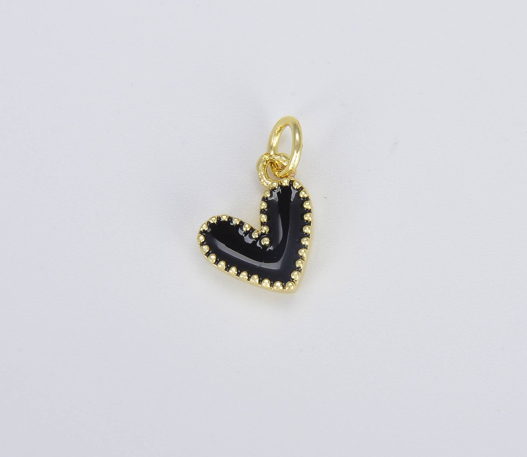 Beads Creation - Wholesale Individual Charm/Pendant - Dainty Enamel Heart Charm Pendant in Gold Filled, CP1225A7