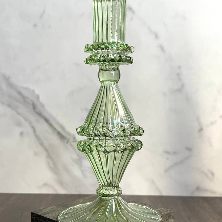 Arabazaar Gallery LLC - Wholesale Candle Holder - Handblown Gems Swirl Glass Candle Holders
