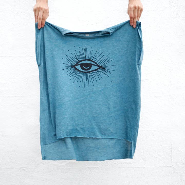 Blackbird Supply Co. - Wholesale Screen Printed T-Shirt - Women's - Hex Moon and Stars Women's Rolled Cuff Muscle Tee Deep Teal