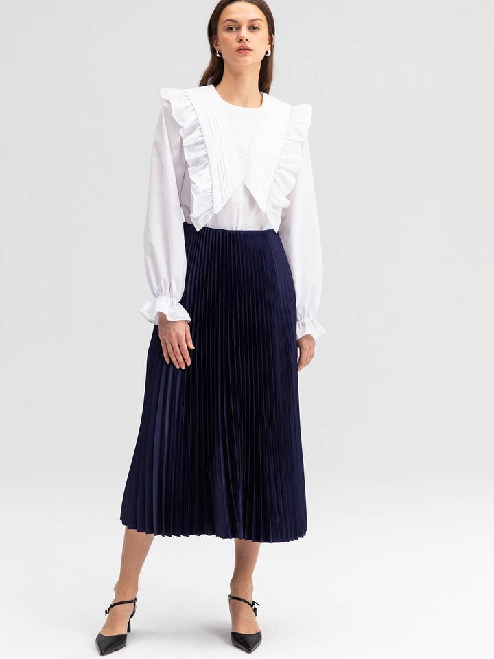 PLISSERET SATIN NEDERDEL - Moderne Stil for engroshandel hos Touché Privé