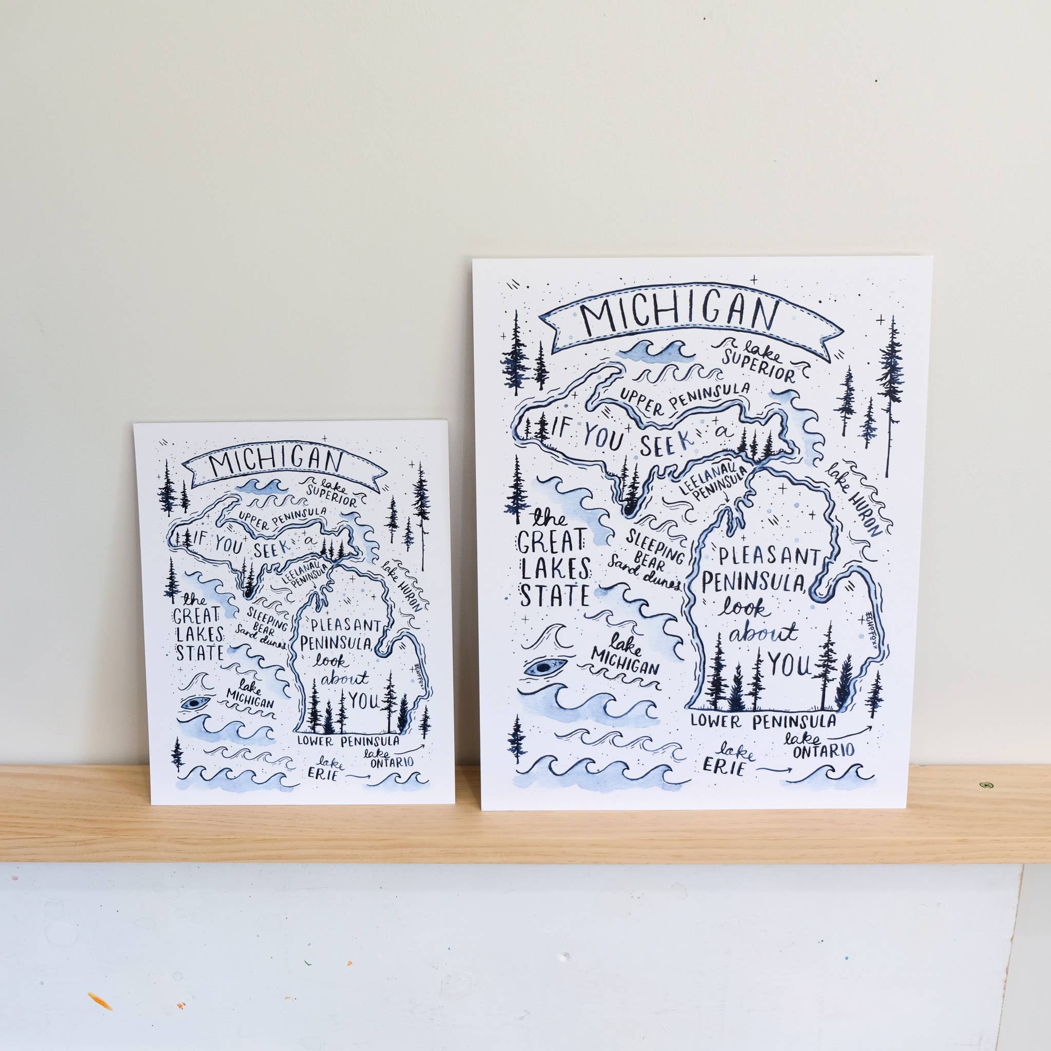 Echo Foxx - Wholesale Art Print - Michigan Map Watercolor Print2