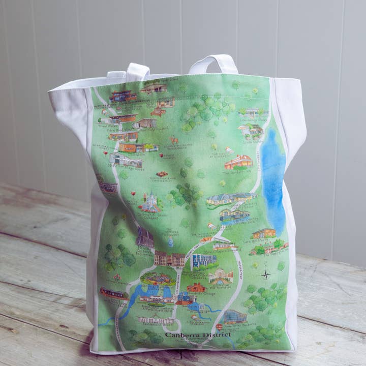 Tote Bag Canberra District 1.0 Wine Region Map for wholesale by Australian Map Gifts