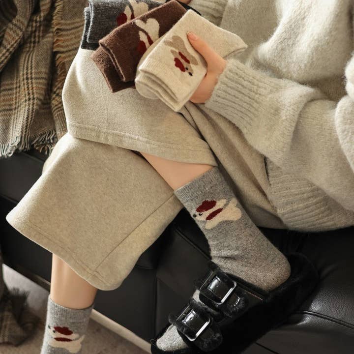 Funkyrel® Atzbranding Limited - Wholesale Socks - Women's - Rufia - Thickened Mid-Calf Socks with Dog Pattern7