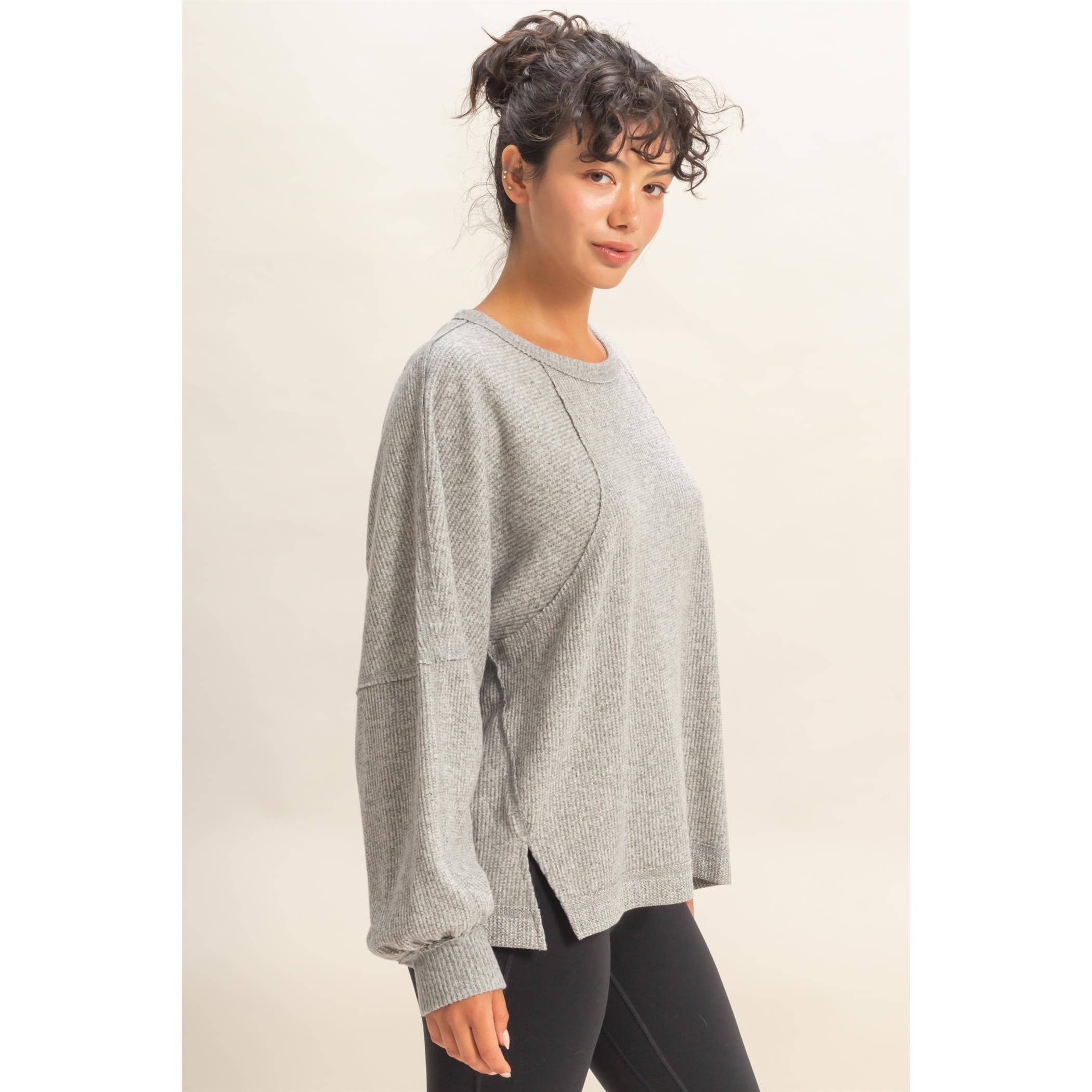 HYFVE - Vente Haut en maille – femme - Haut décontracté à manches longues en maille gaufrée brossée28