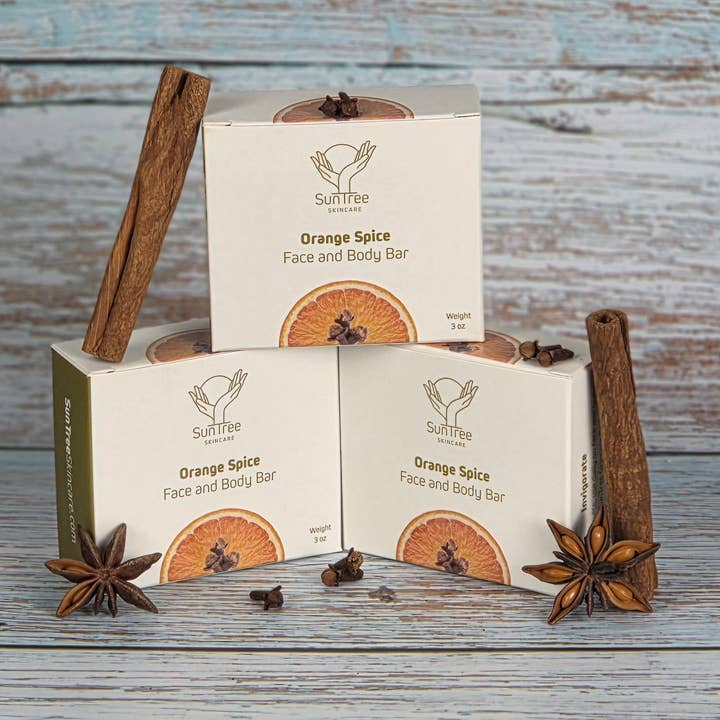 SunTree Skincare - Wholesale Bar Soap - Orange Spice Face & Body Bar2